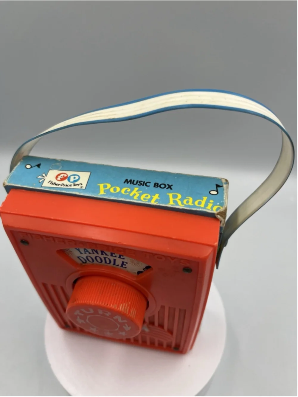 Vintage Fisher Price Musical Pocket Radio Yankee Doodle Toy 1970s Kids Music Box